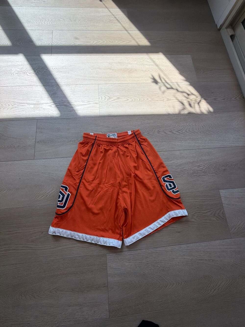 Vintage Powers Athletic Wear Syracuse Orange Basketball Shorts Orange and White
